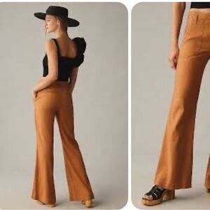 ANTHROPOLOGIE THE MAEVE‎ NAOMI WIDE-LEG FLARE PANT IN RUST BROWN COASTAL COWGIRL
